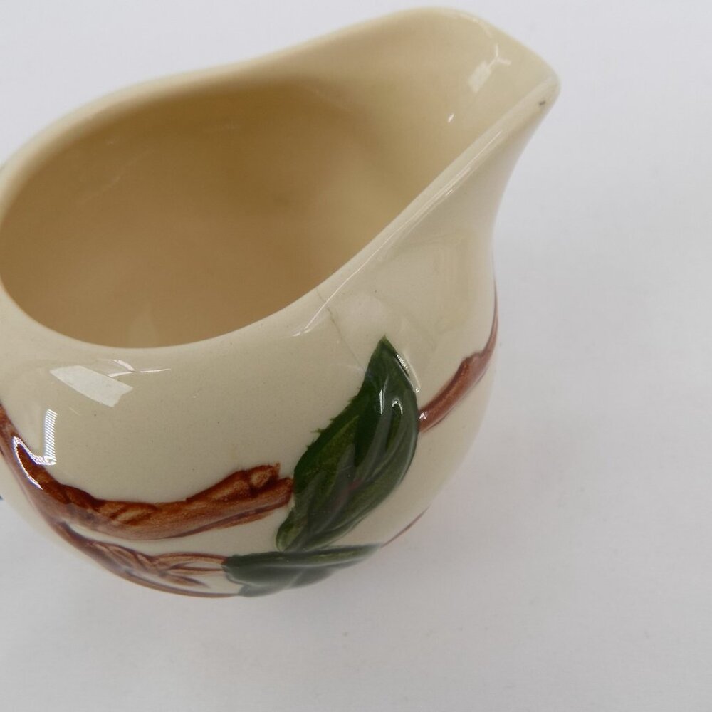 Franciscan Apple Individual Creamer Sugar Bowl set Lid VTG 1940s California FLAW - Picture 10 of 13